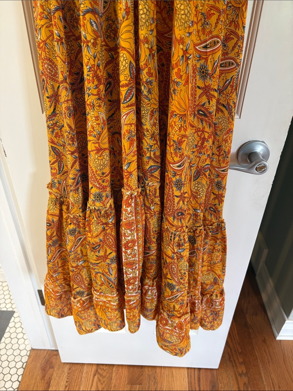 Bohemian Halter Maxi Dress in Mustard Paisley - Picture 3 of 9